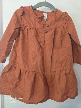 Carter's Rust Orange Long-Sleeve Tiered Dress NWOT